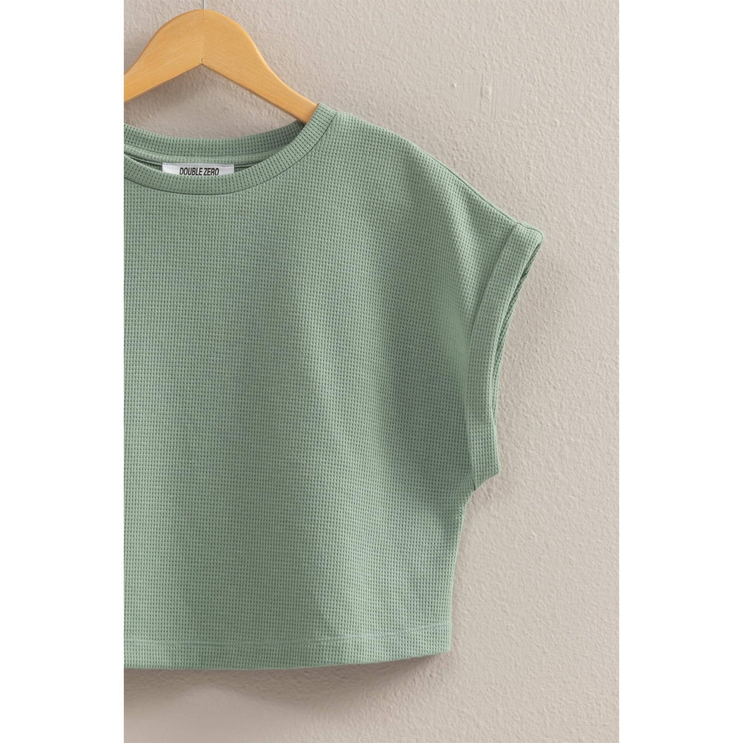 Waffled Knit Short Sleeve Crop Top